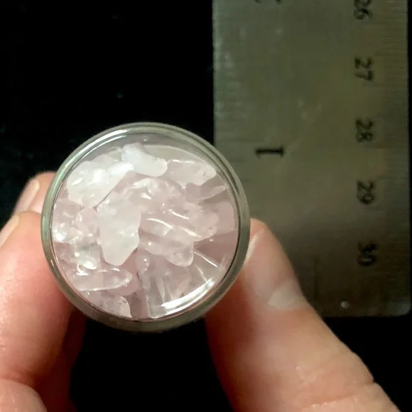 Tiny jar of pink quartz stones rocks cute crystals cork bottle - Picture 5 of 6